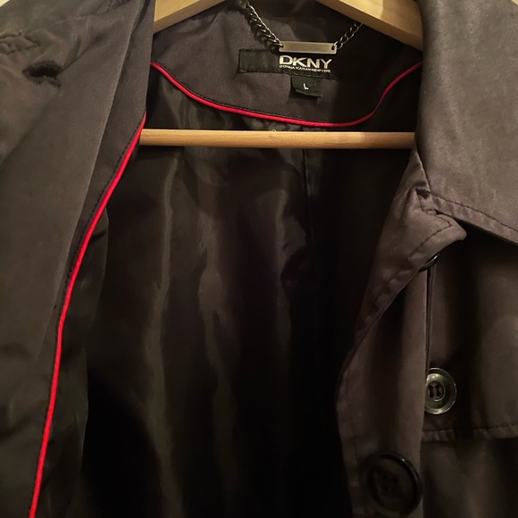 Vintage Navy Blue DKNY Donna Karan New York Utilitarian Belted Trench Coat - Picture 5 of 8